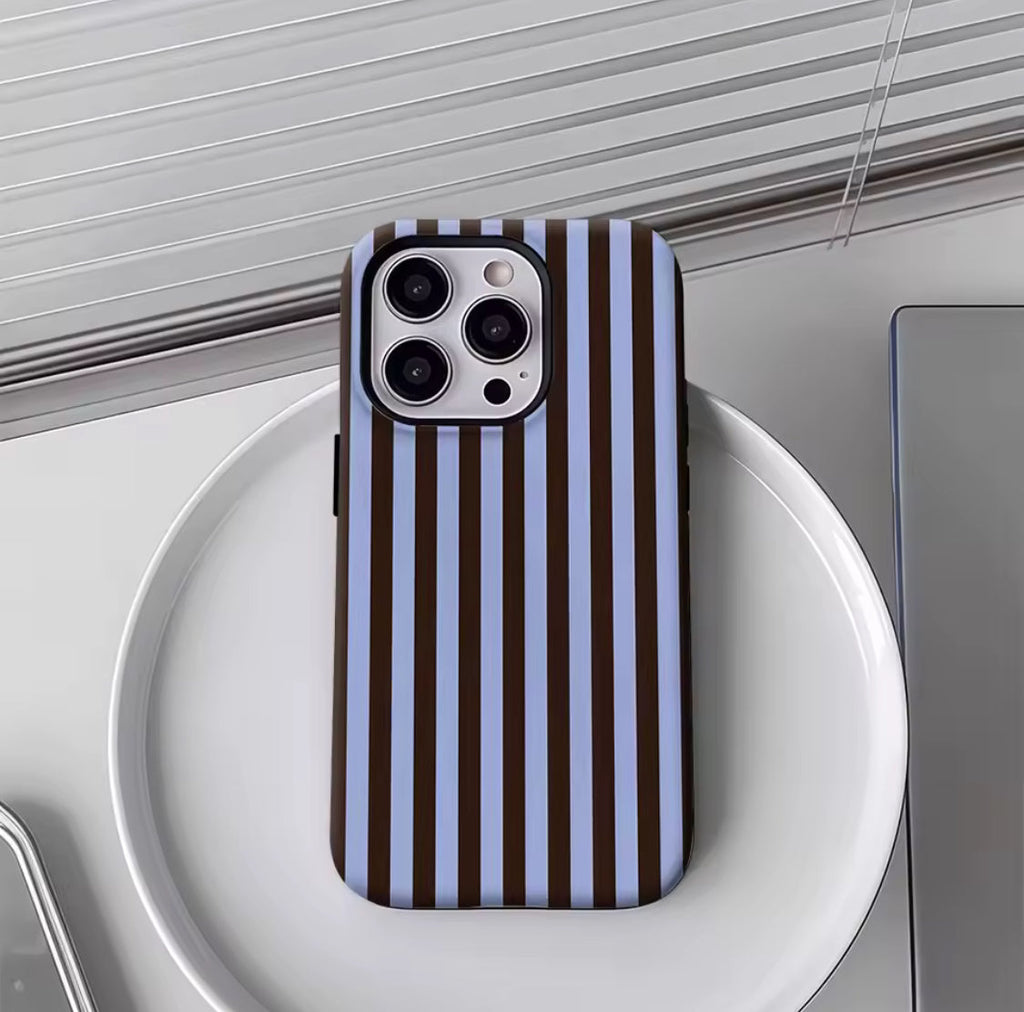 Contrasting Brown Blue Stripes IPhone17 Must-Haves