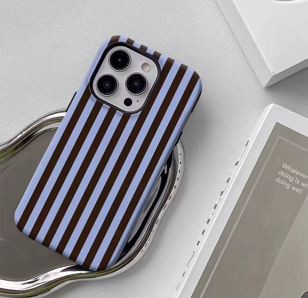 Contrasting Brown Blue Stripes IPhone17 Must-Haves